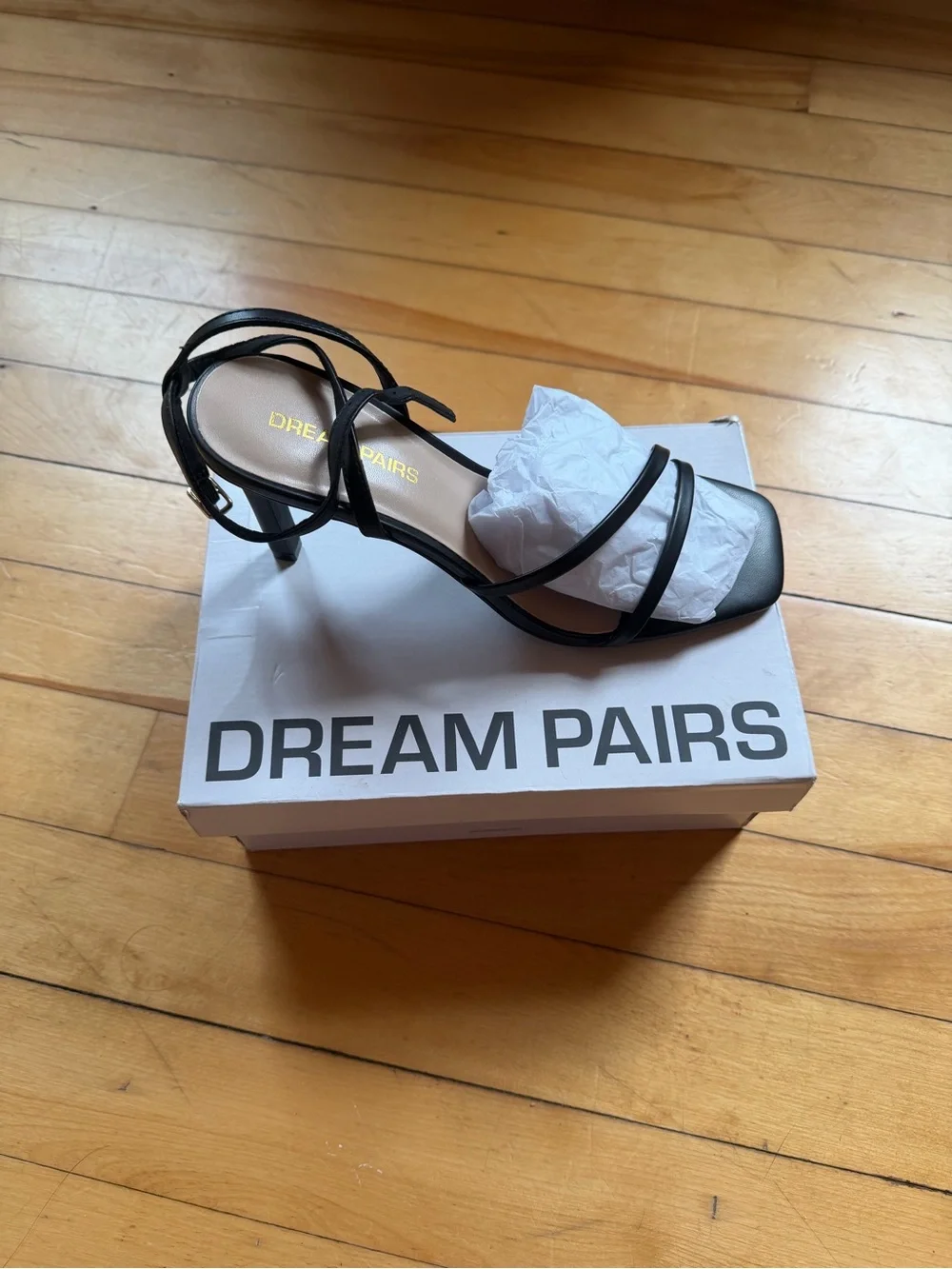 Dream Pairs Black Minimalist Ankle-Strap Stiletto Sandals